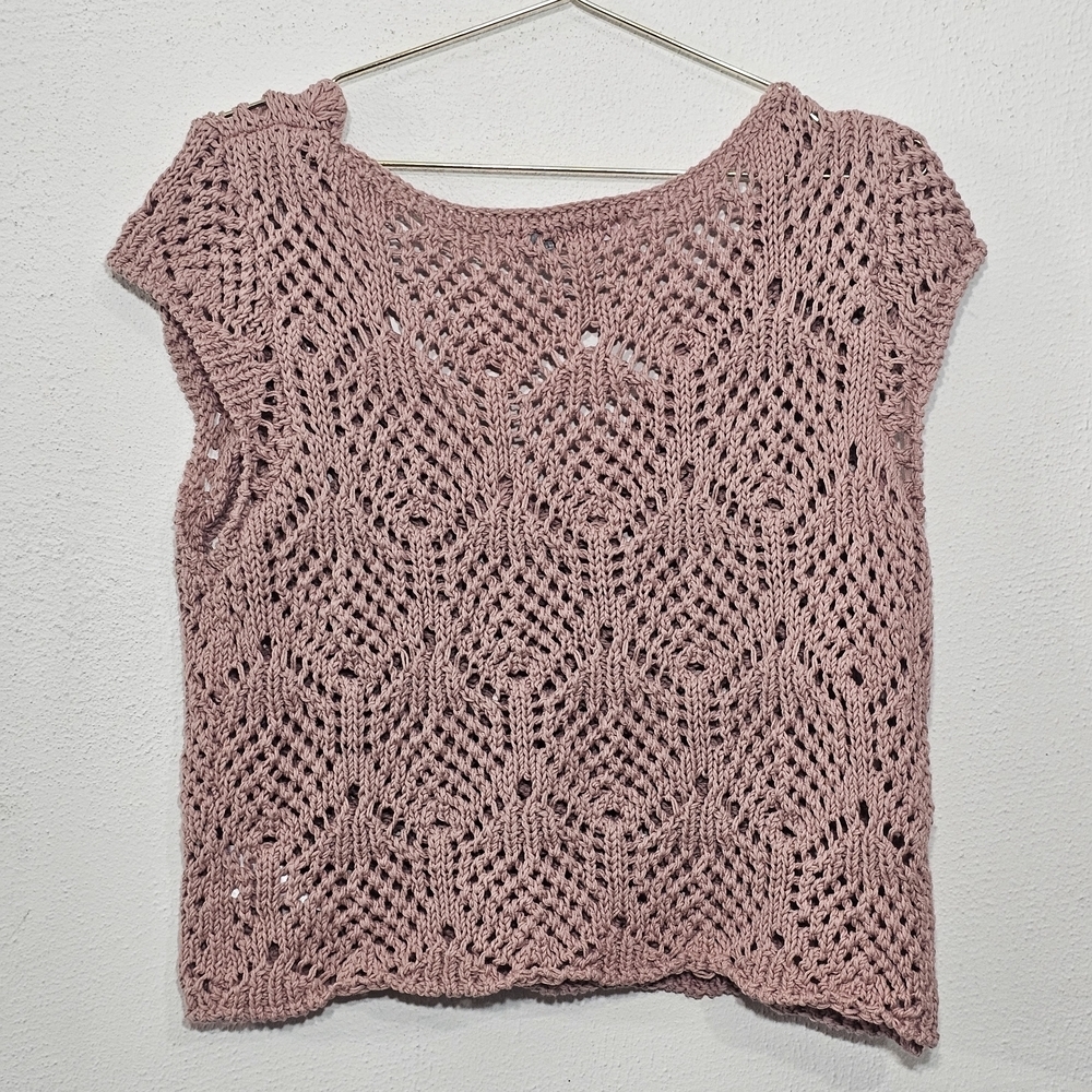 Free People Pink Crochet Blouse Sz L - Picture 2 of 9